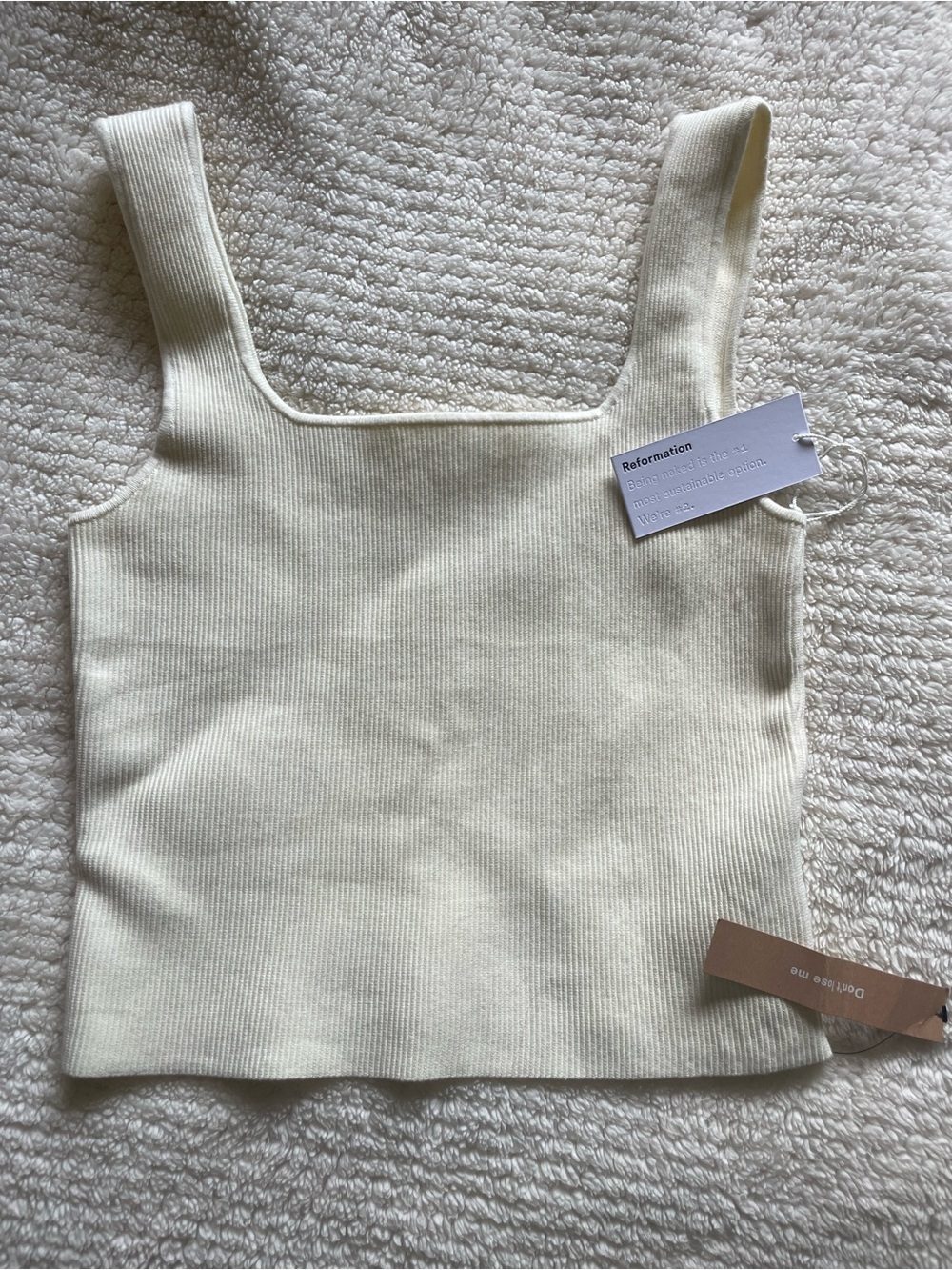 Reformation Cream Julia Ribbed Sweater Tank NWT